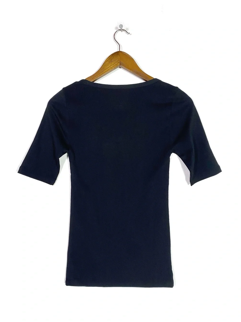 J. Crew Perfect Fit Elbow Sleeve Squareneck T-Shirt Black